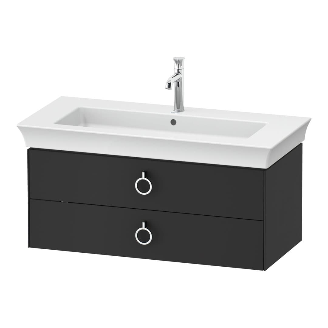 Duravit White Tulip – Έπιπλο Νιπτήρα – 984 mm, 2 συρτάρια, νιπτήρας κέντρο, Chrome High Gloss – Graphite Satin Matt, Lacquer (WT435205858)