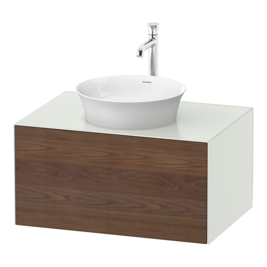 Duravit White Tulip – Έπιπλο Νιπτήρα – 800 mm, για κονσόλα, 1 συρτάρι, νιπτήρας κέντρο, σώμα White Satin Matt – American walnut Matt, Solid wood (WT497507736)