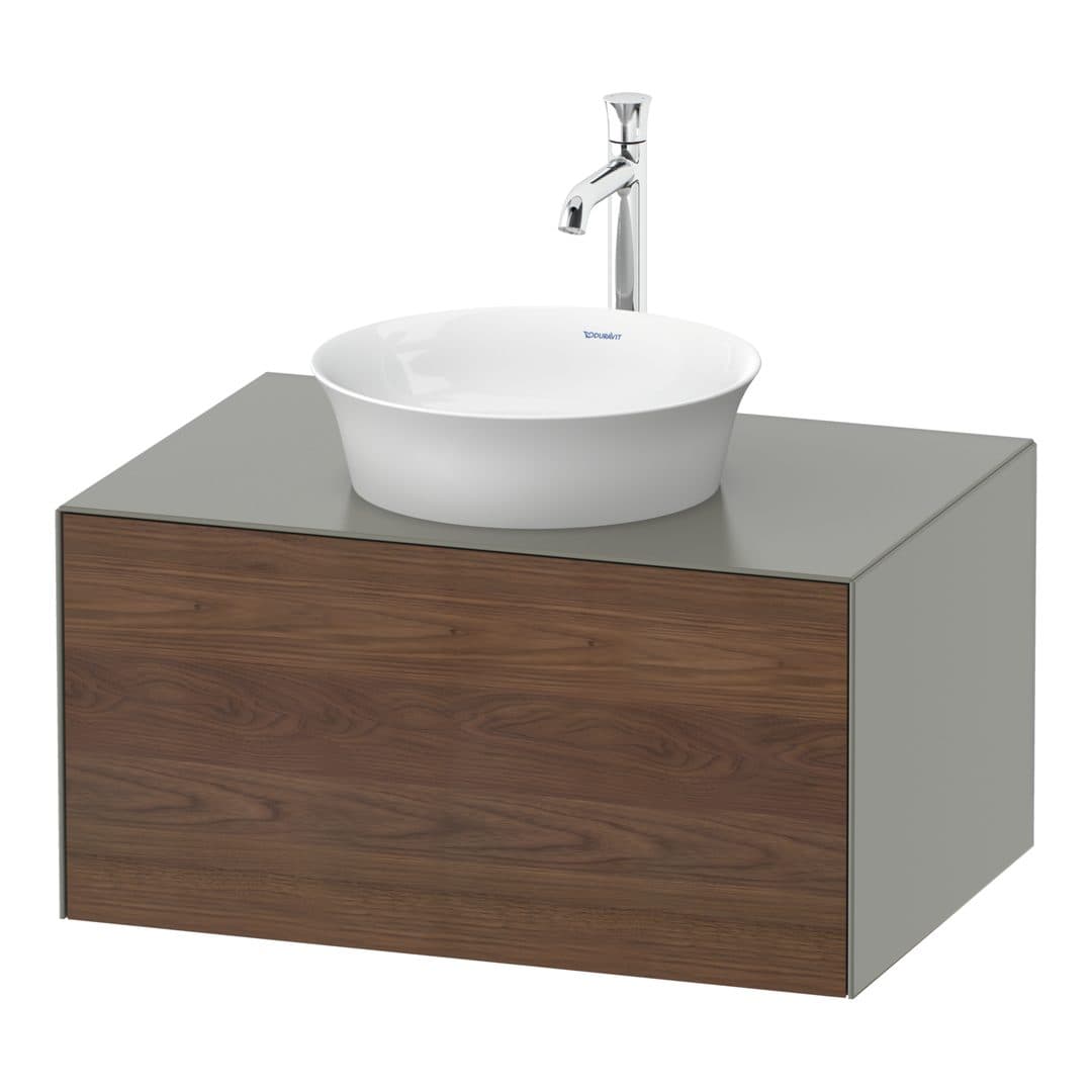 Duravit White Tulip – Έπιπλο Νιπτήρα – 800 mm, για κονσόλα, 1 συρτάρι, νιπτήρας κέντρο, σώμα Stone grey Satin Matt – American walnut Matt, Solid wood (WT497507792)