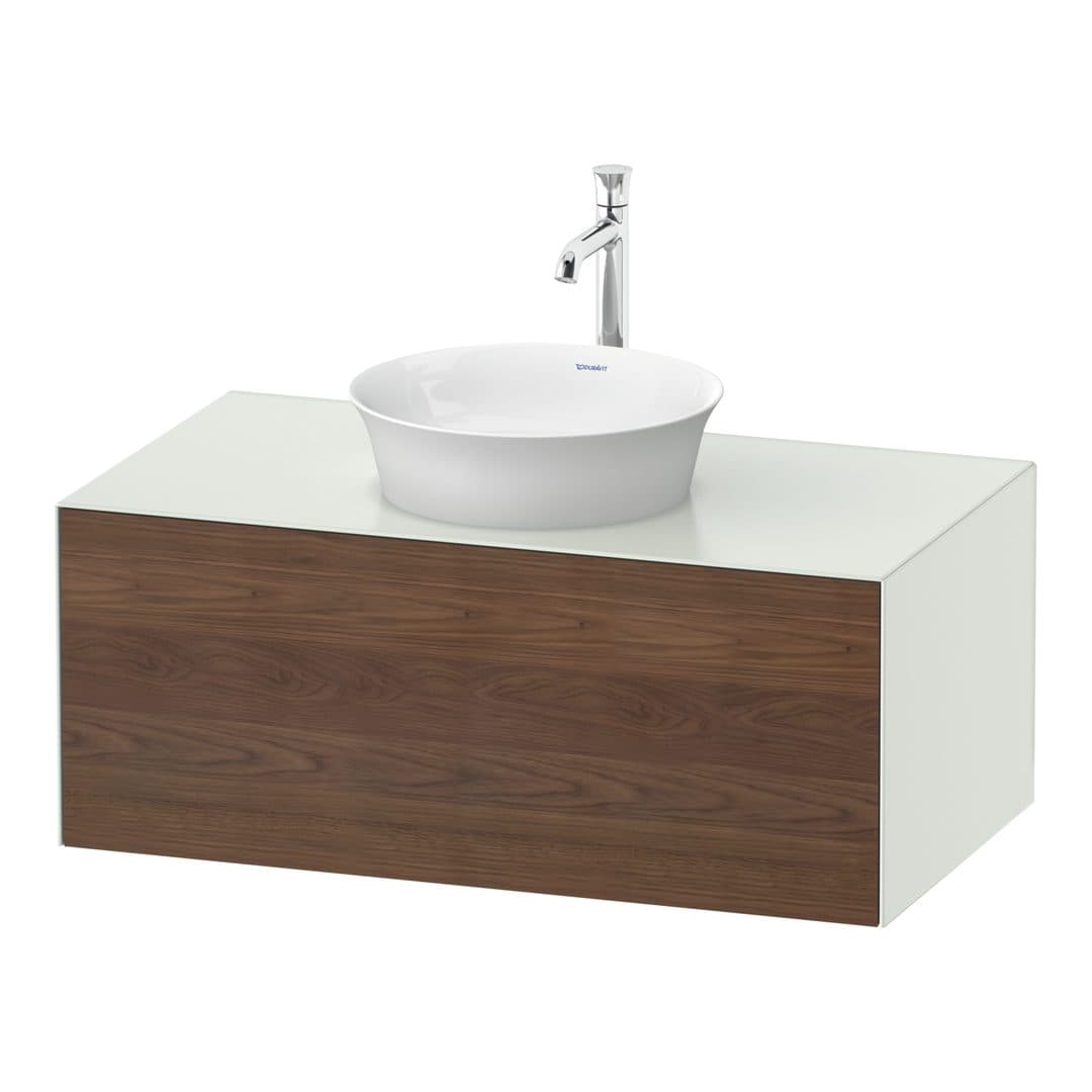 Duravit White Tulip – Έπιπλο Νιπτήρα – 1000 mm, για κονσόλα, 1 συρτάρι, νιπτήρας κέντρο, σώμα White Satin Matt – American walnut Matt, Solid wood (WT497607736)