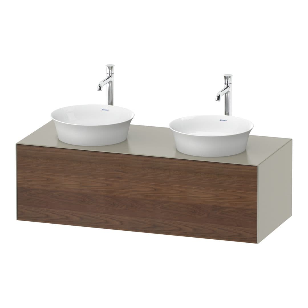 Duravit White Tulip – Έπιπλο Νιπτήρα – 1300 mm, για κονσόλα, 1 συρτάρι, σώμα Taupe Satin Matt – American walnut Matt, Solid wood (WT4978B7760)