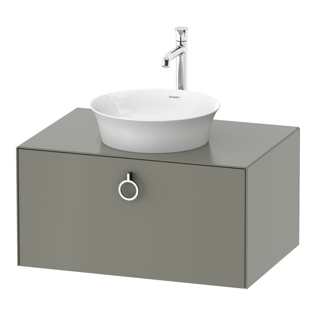 Duravit White Tulip – Έπιπλο Νιπτήρα – 800 mm, για κονσόλα, 1 συρτάρι, νιπτήρας κέντρο, Chrome High Gloss – Stone grey Satin Matt, Lacquer (WT498009292)