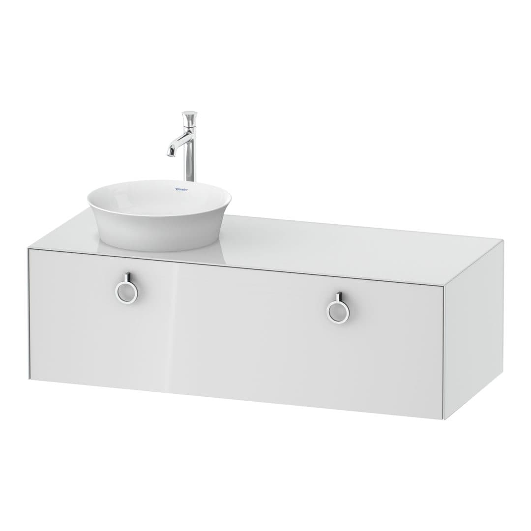 Duravit White Tulip – Έπιπλο Νιπτήρα – 1300 mm, για κονσόλα, 1 συρτάρι, νιπτήρας αριστερά, Chrome High Gloss – White High Gloss, Lacquer (WT4982L8585)