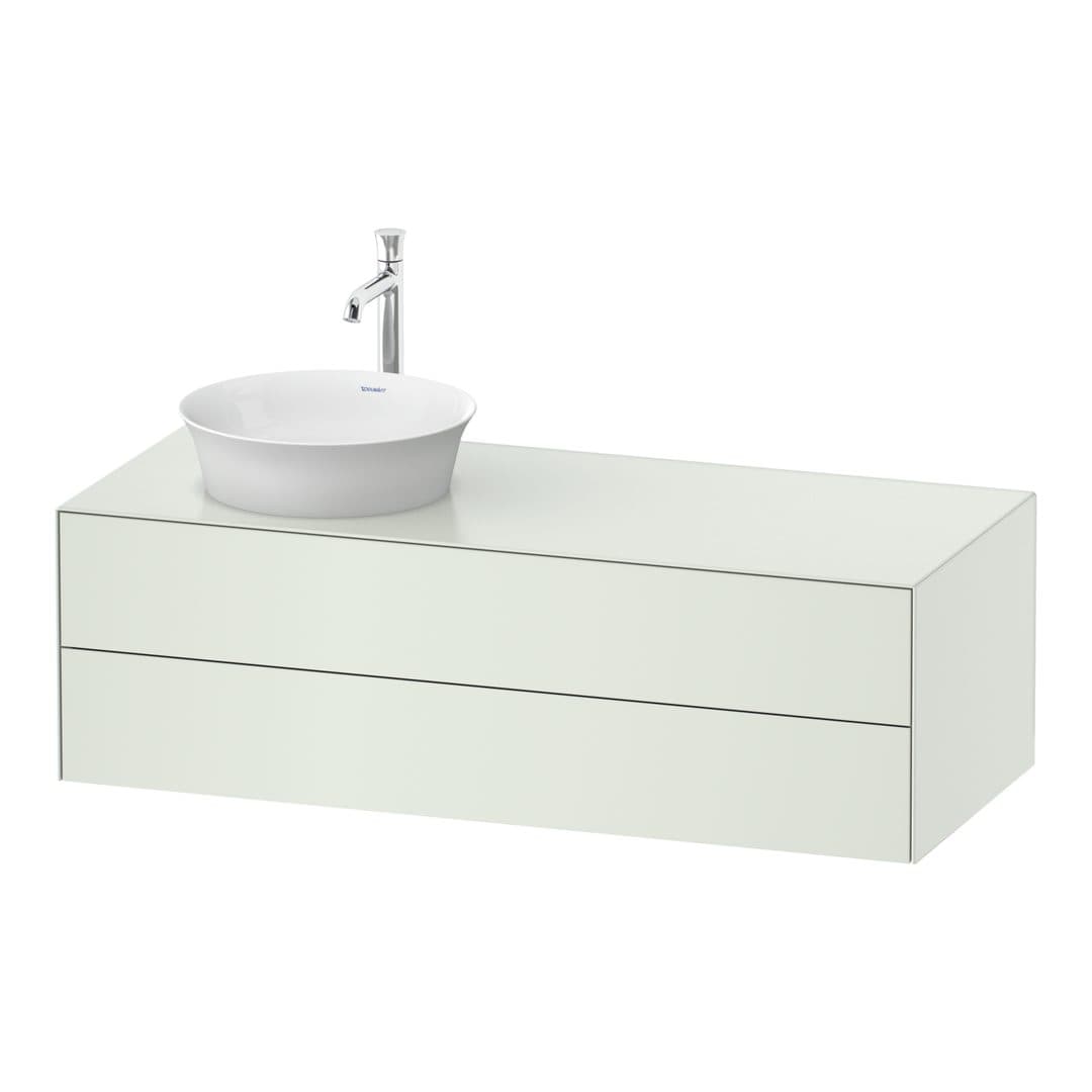 Duravit White Tulip – Έπιπλο Νιπτήρα – 1300 mm, για κονσόλα, 2 συρτάρια, νιπτήρας αριστερά – White Satin Matt, Lacquer (WT4987L3636)