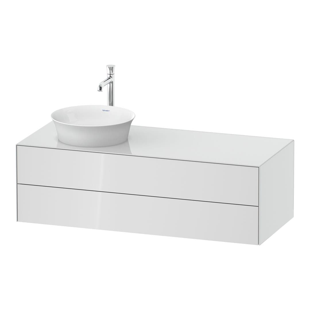 Duravit White Tulip – Έπιπλο Νιπτήρα – 1300 mm, για κονσόλα, 2 συρτάρια, νιπτήρας αριστερά – White High Gloss, Lacquer (WT4987L8585)