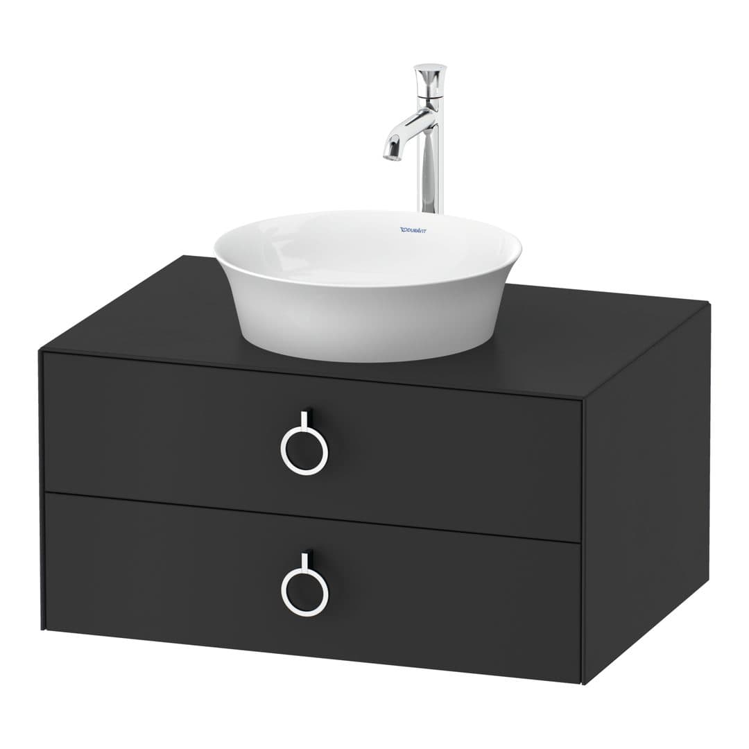 Duravit White Tulip – Έπιπλο Νιπτήρα – 800 mm, για κονσόλα, 2 συρτάρια, νιπτήρας κέντρο, Chrome High Gloss – Graphite Satin Matt, Lacquer (WT499005858)