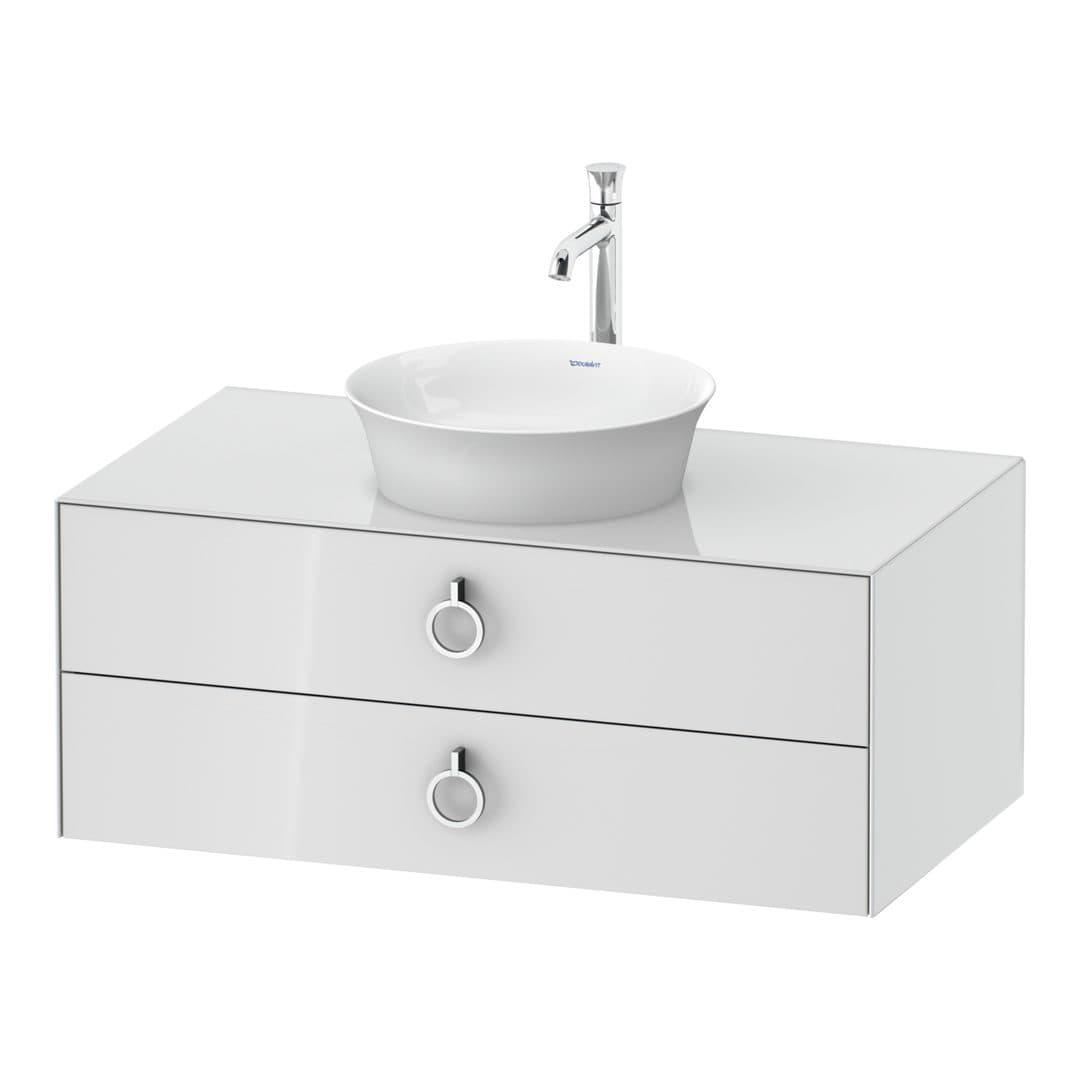 Duravit White Tulip – Έπιπλο Νιπτήρα – 1000 mm, για κονσόλα, 2 συρτάρια, νιπτήρας κέντρο, Chrome High Gloss – White High Gloss, Lacquer (WT499108585)