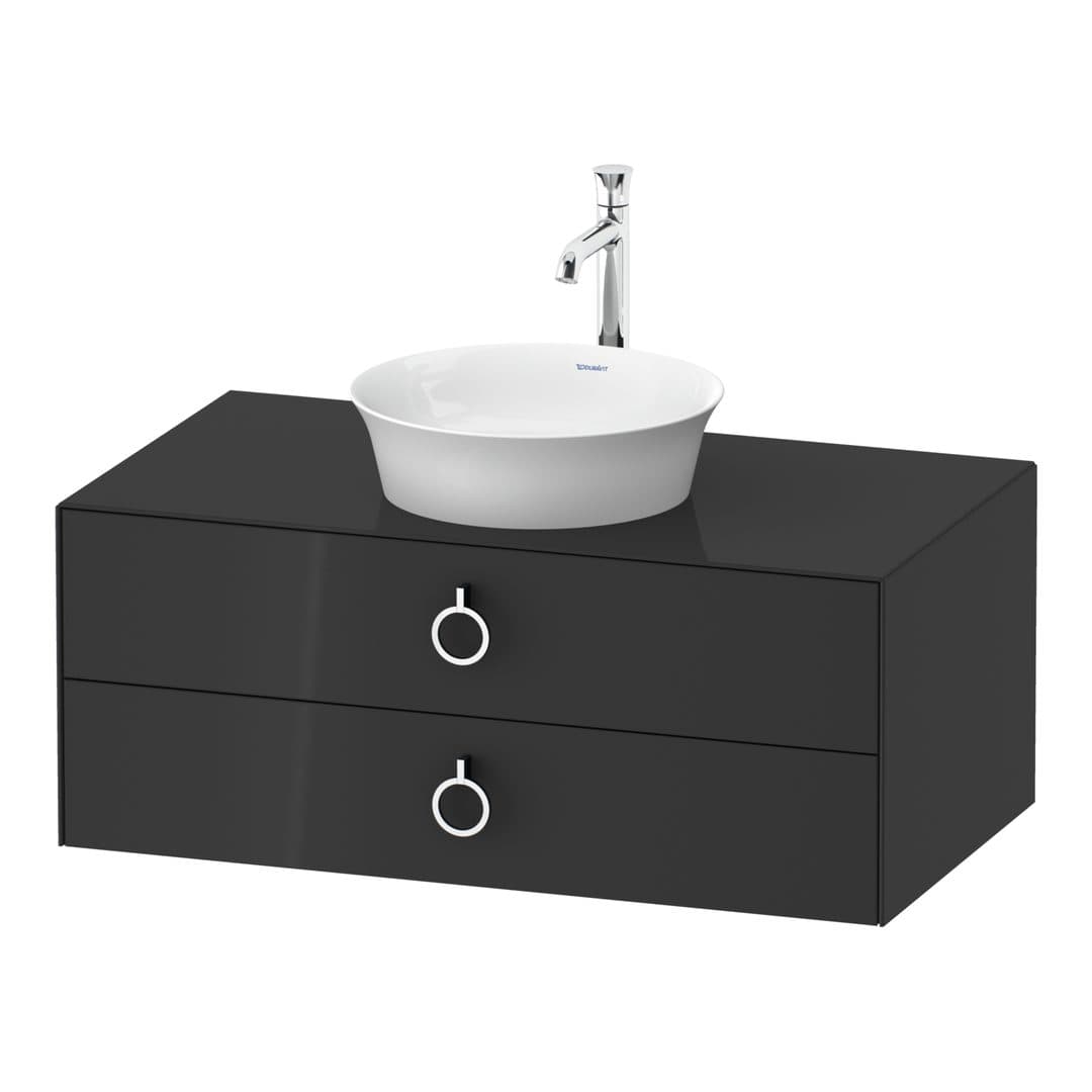 Duravit White Tulip – Έπιπλο Νιπτήρα – 1000 mm, για κονσόλα, 2 συρτάρια, νιπτήρας κέντρο, Chrome High Gloss – Graphite High Gloss, Lacquer (WT49910H1H1)
