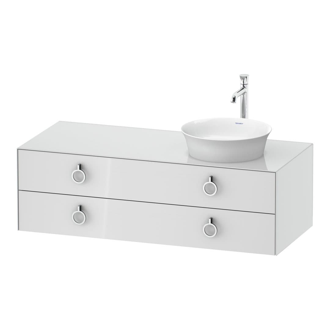 Duravit White Tulip – Έπιπλο Νιπτήρα – 1300 mm, για κονσόλα, 2 συρτάρια, νιπτήρας δεξιά, Chrome High Gloss – White High Gloss, Lacquer (WT4992R8585)