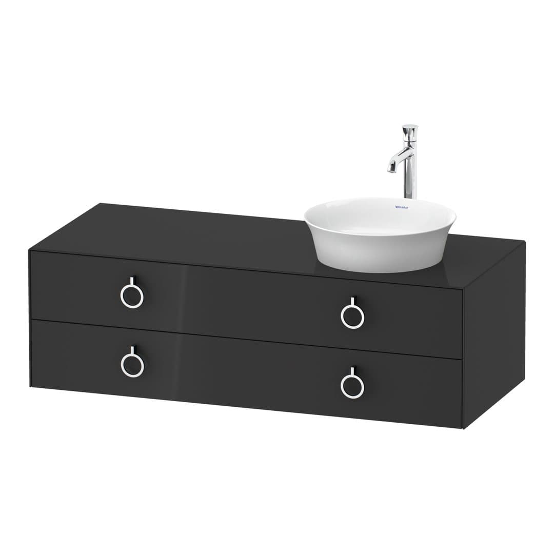 Duravit White Tulip – Έπιπλο Νιπτήρα – 1300 mm, για κονσόλα, 2 συρτάρια, νιπτήρας δεξιά, Chrome High Gloss – Graphite High Gloss, Lacquer (WT4992RH1H1)