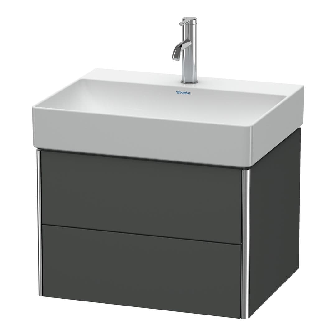 Duravit XSquare – Έπιπλο Νιπτήρα – 584 mm, 2 συρτάρια, νιπτήρας κέντρο – Graphite Matt, Decor (XS416104949)