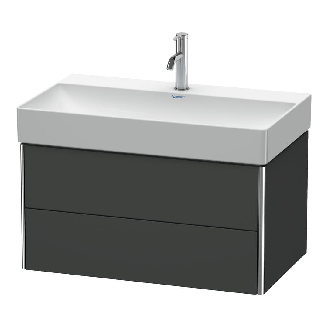 Duravit XSquare – Έπιπλο Νιπτήρα – 784 mm, 2 συρτάρια, νιπτήρας κέντρο – Graphite Matt, Decor (XS416204949)