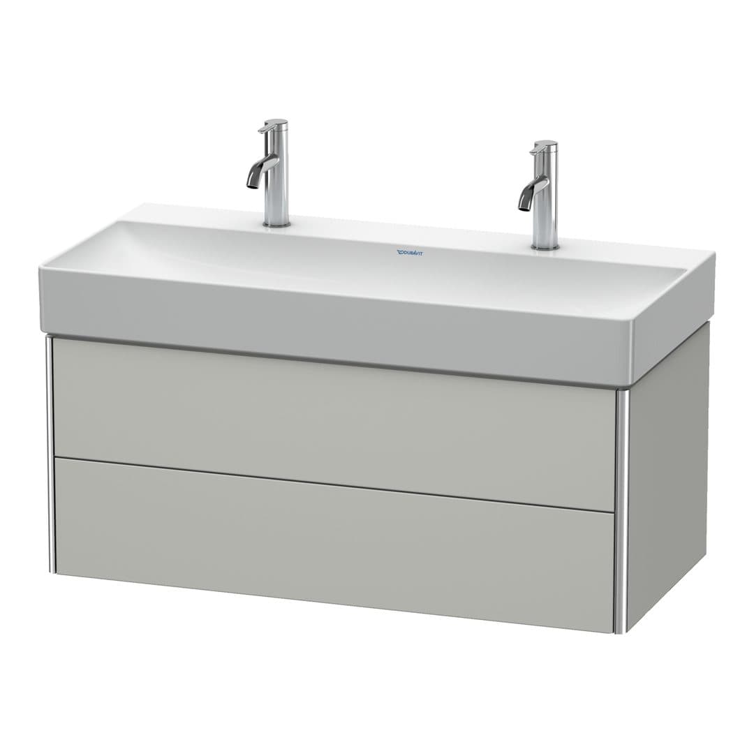 Duravit XSquare – Έπιπλο Νιπτήρα – 984 mm, 2 συρτάρια, νιπτήρας κέντρο – Concrete grey Matt, Decor (XS416300707)