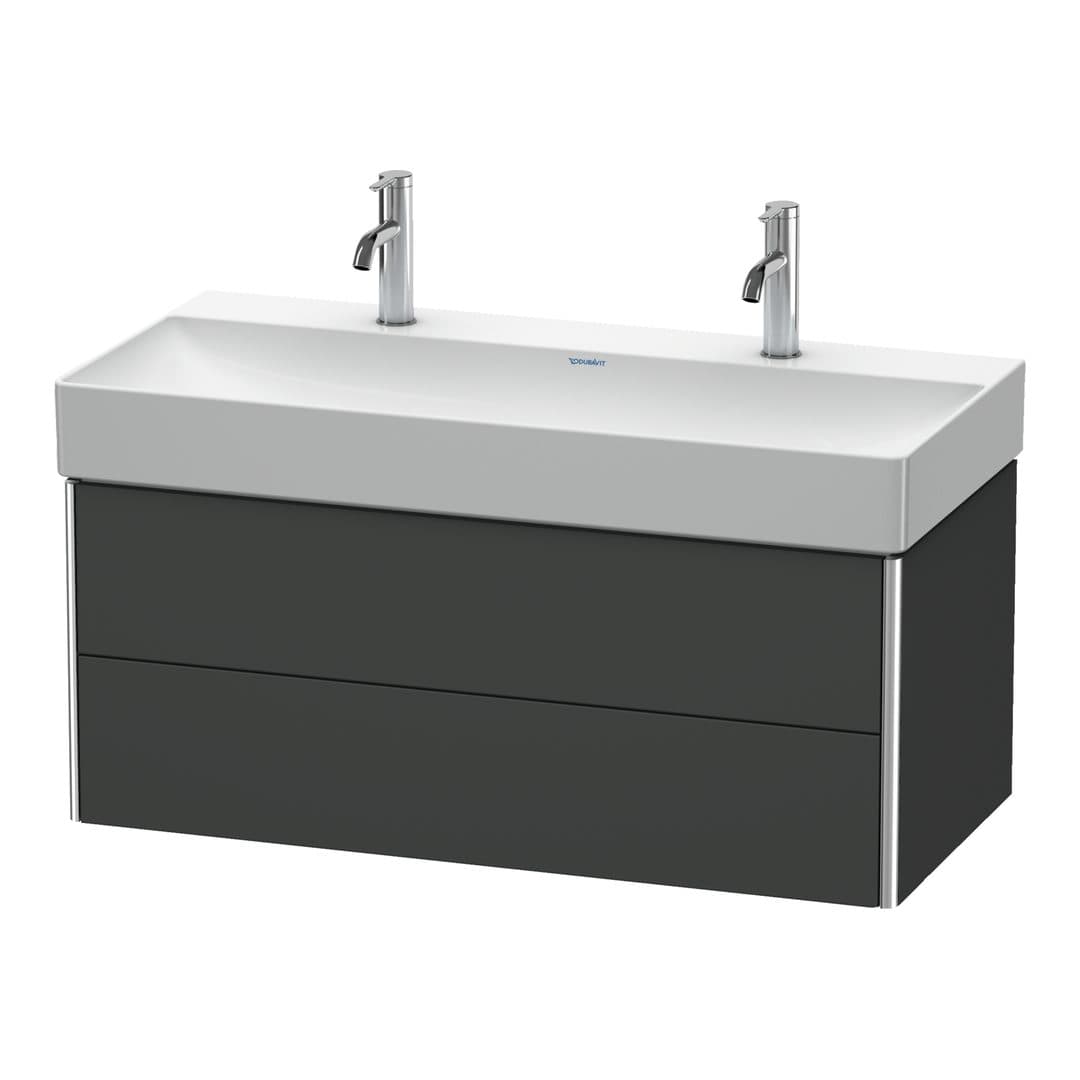Duravit XSquare – Έπιπλο Νιπτήρα – 984 mm, 2 συρτάρια, νιπτήρας κέντρο – Graphite Matt, Decor (XS416304949)