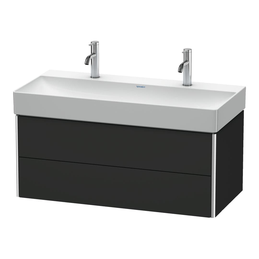 Duravit XSquare – Έπιπλο Νιπτήρα – 984 mm, 2 συρτάρια, νιπτήρας κέντρο – Graphite Super Matt, Decor (XS416308080)