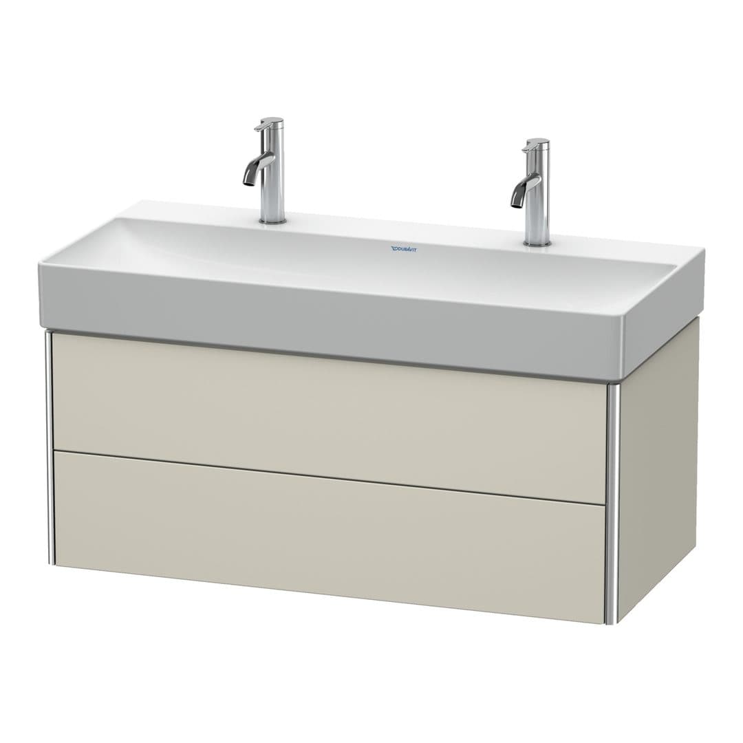 Duravit XSquare – Έπιπλο Νιπτήρα – 984 mm, 2 συρτάρια, νιπτήρας κέντρο – Taupe Matt, Decor (XS416309191)