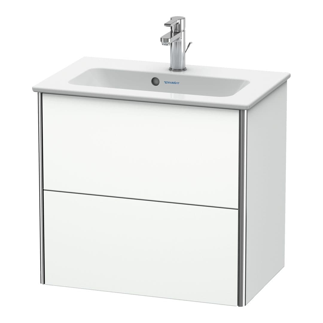 Duravit XSquare – Έπιπλο Νιπτήρα – 610 mm, 2 συρτάρια, νιπτήρας κέντρο, Compact – White Super Matt, Decor (XS416508484)