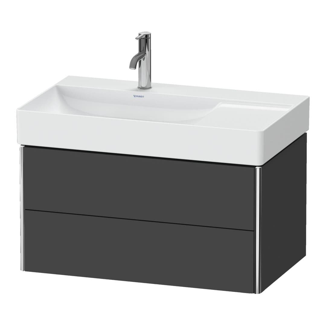 Duravit XSquare – Έπιπλο Νιπτήρα – 784 mm, 2 συρτάρια, νιπτήρας αριστερά – Graphite Matt, Decor (XS416804949)