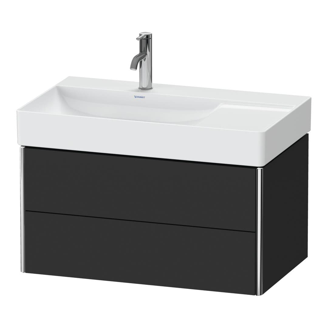 Duravit XSquare – Έπιπλο Νιπτήρα – 784 mm, 2 συρτάρια, νιπτήρας αριστερά – Graphite Super Matt, Decor (XS416808080)