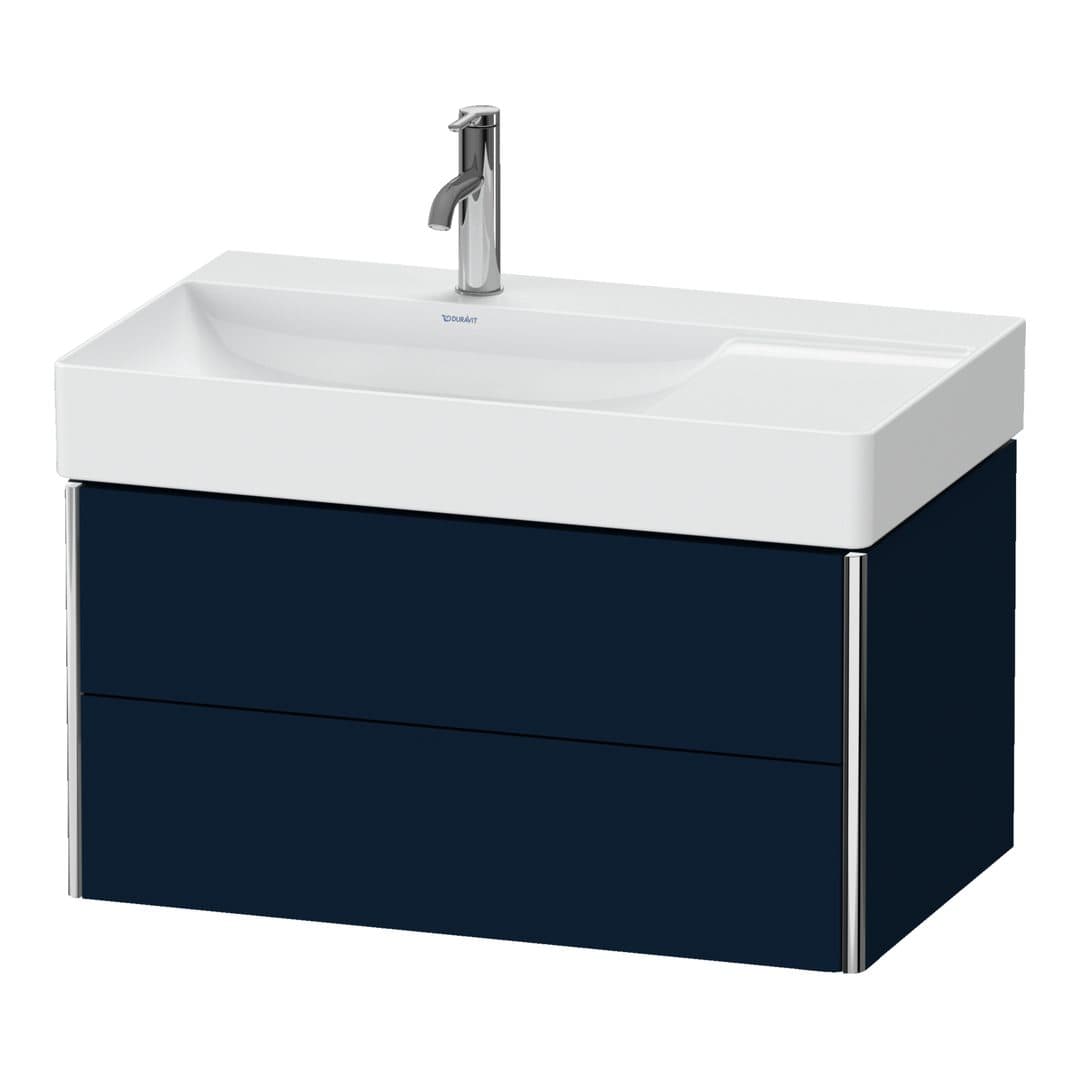 Duravit XSquare – Έπιπλο Νιπτήρα – 784 mm, 2 συρτάρια, νιπτήρας αριστερά – Night blue Satin Matt, Lacquer (XS416809898)