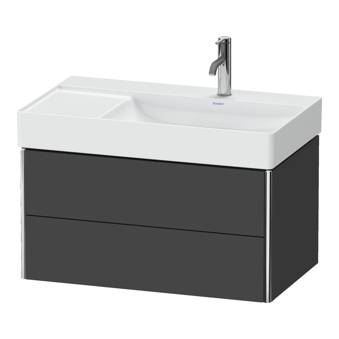 Duravit XSquare – Έπιπλο Νιπτήρα – 784 mm, 2 συρτάρια, νιπτήρας δεξιά – Graphite Matt, Decor (XS416904949)