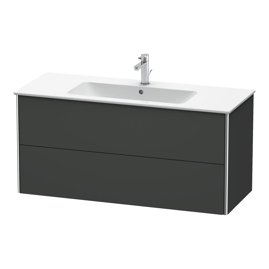 Duravit XSquare – Έπιπλο Νιπτήρα – 1210 mm, 2 συρτάρια, νιπτήρας κέντρο – Graphite Matt, Decor (XS417404949)