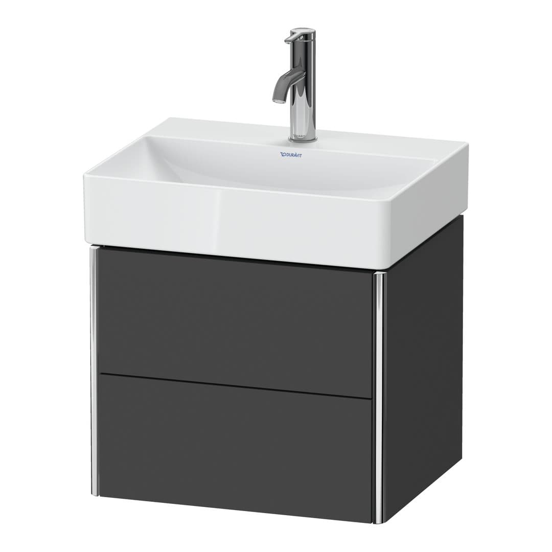 Duravit XSquare – Έπιπλο Νιπτήρα – 484 mm, 2 συρτάρια, νιπτήρας κέντρο, Compact – Graphite Matt, Decor (XS430504949)