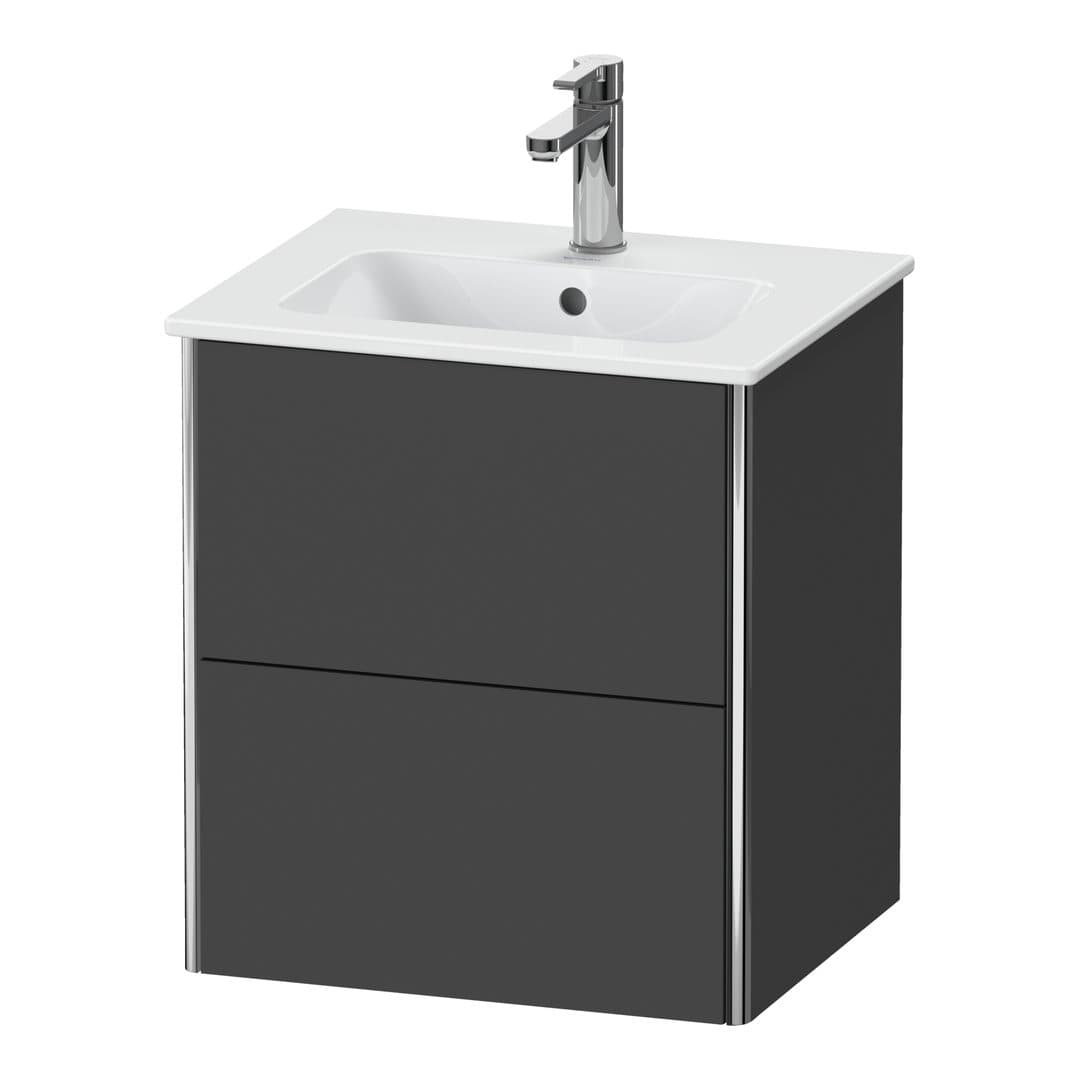 Duravit XSquare – Έπιπλο Νιπτήρα – 510 mm, 2 συρτάρια, νιπτήρας κέντρο, Compact – Graphite Matt, Decor (XS430604949)