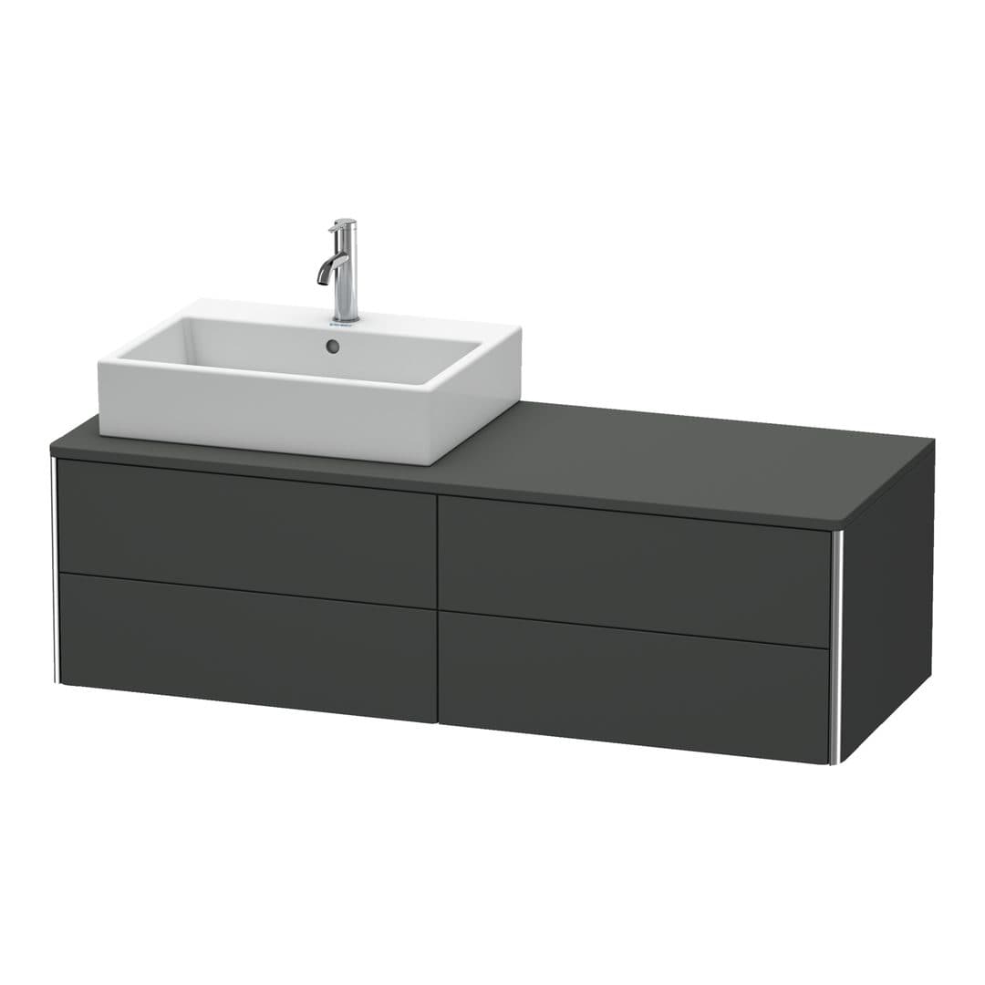 Duravit XSquare – Έπιπλο Νιπτήρα – 1400 mm, για κονσόλα, 4 συρτάρια, νιπτήρας αριστερά, 1400 x 548 x 400 mm – Graphite Matt, Decor (XS4913L4949)
