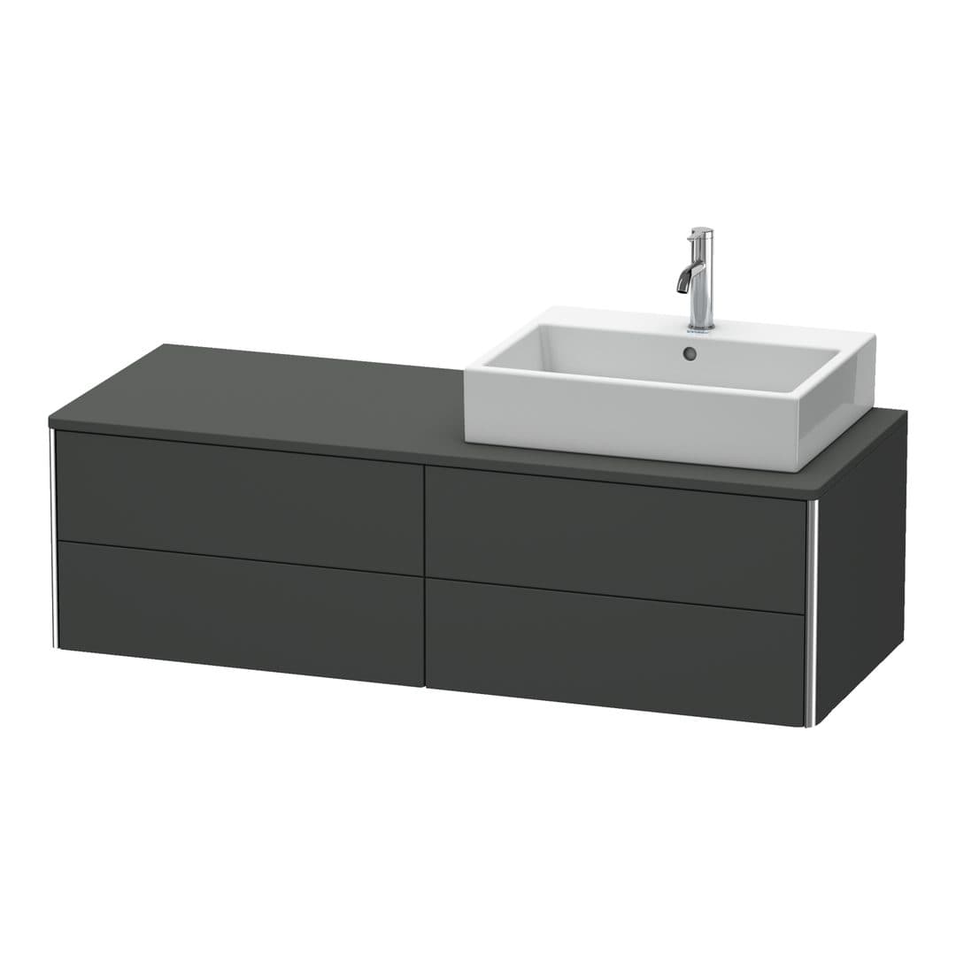 Duravit XSquare – Έπιπλο Νιπτήρα – 1400 mm, για κονσόλα, 4 συρτάρια, νιπτήρας δεξιά, 1400 x 548 x 400 mm – Graphite Matt, Decor (XS4913R4949)