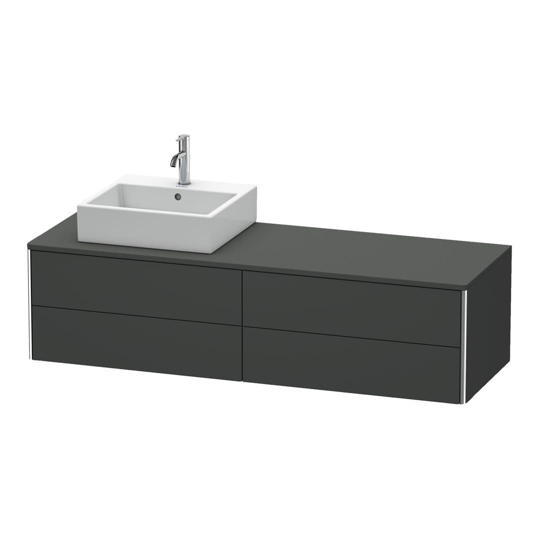 Duravit XSquare – Έπιπλο Νιπτήρα – 1600 mm, για κονσόλα, 4 συρτάρια, νιπτήρας αριστερά, 1600 x 548 x 400 mm – Graphite Matt, Decor (XS4914L4949)