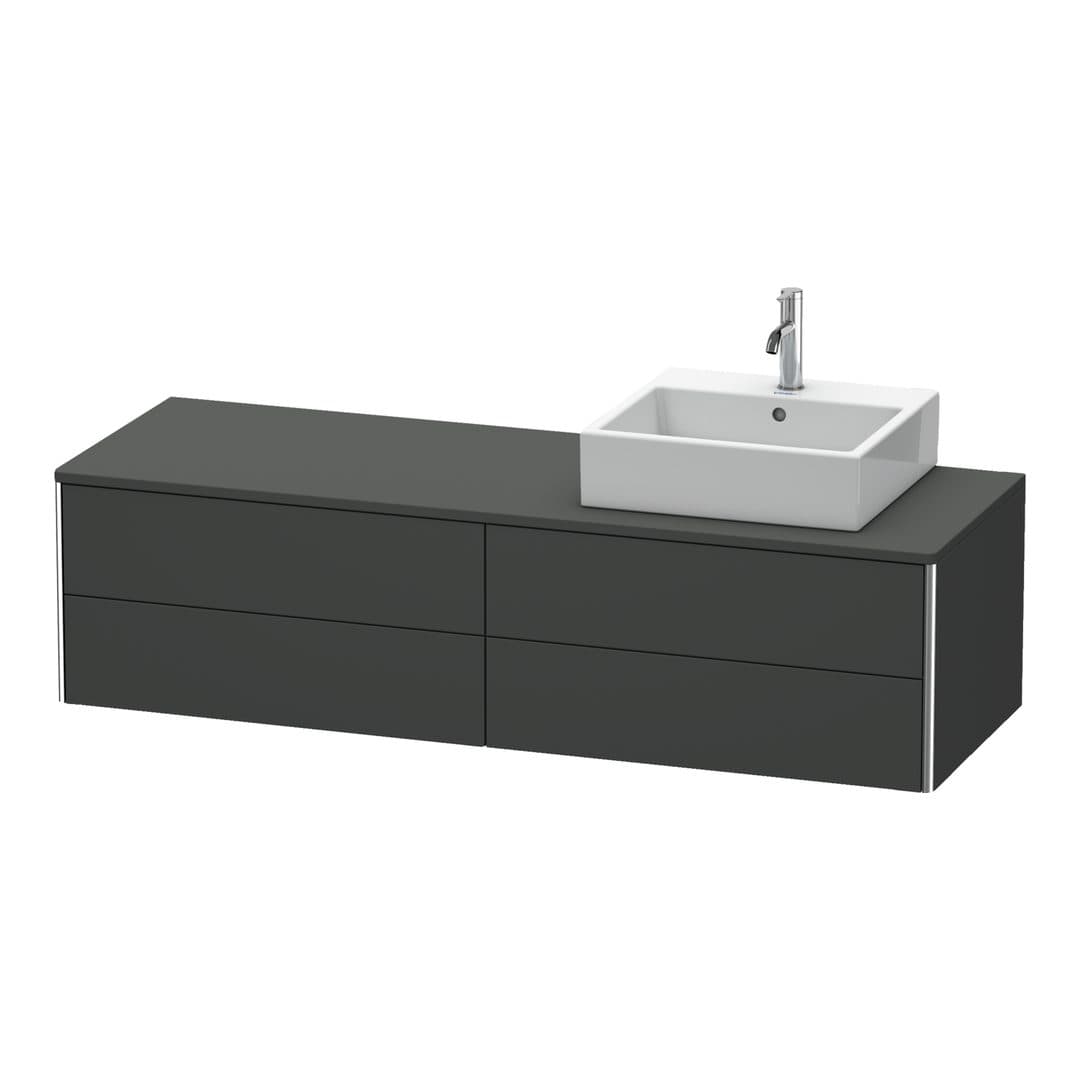 Duravit XSquare – Έπιπλο Νιπτήρα – 1600 mm, για κονσόλα, 4 συρτάρια, νιπτήρας δεξιά, 1600 x 548 x 400 mm – Graphite Matt, Decor (XS4914R4949)