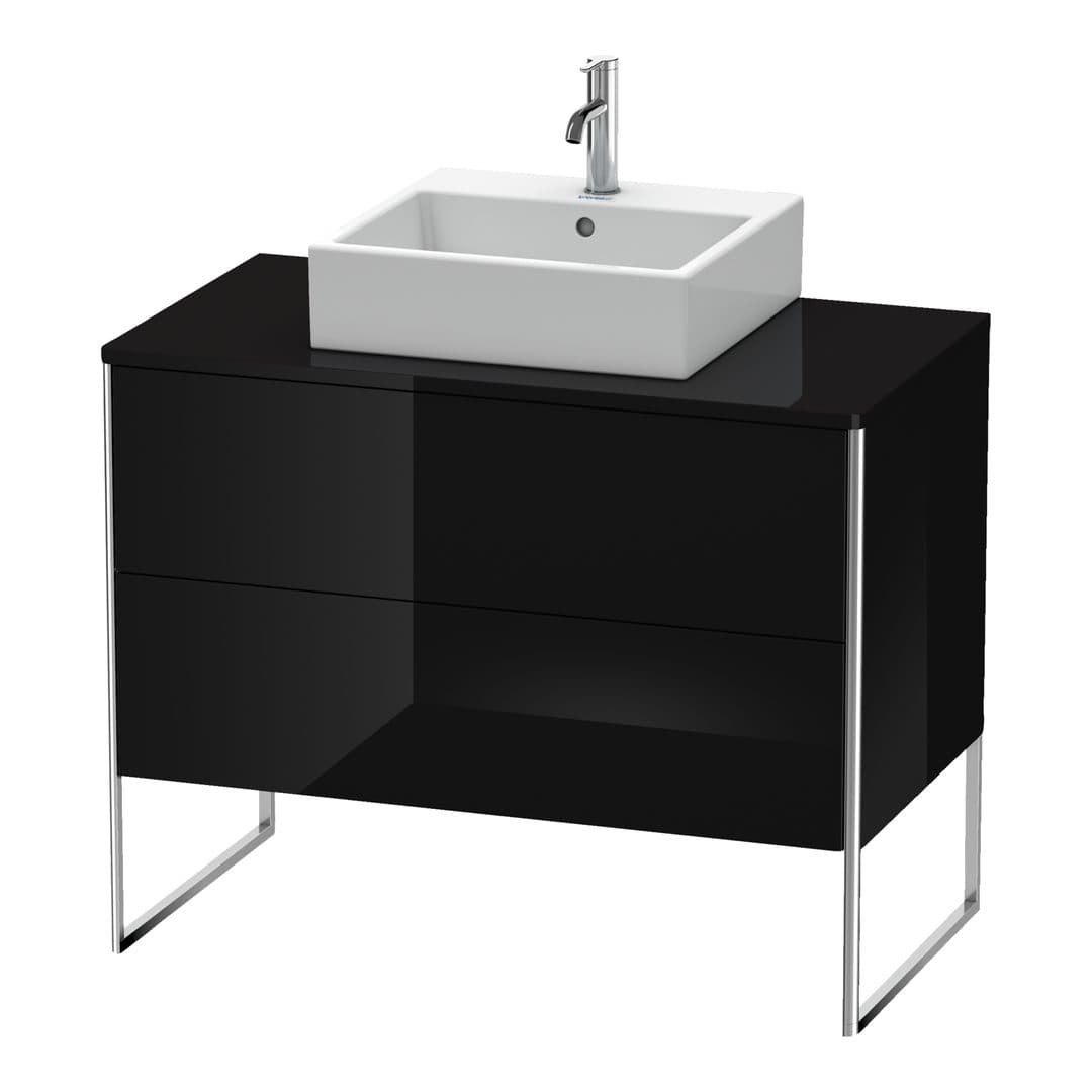 Duravit XSquare – Έπιπλο Νιπτήρα – 1000 mm, για κονσόλα, 2 συρτάρια, νιπτήρας κέντρο, 1000 x 548 x 778 mm – Black High Gloss, Lacquer (XS492104040)