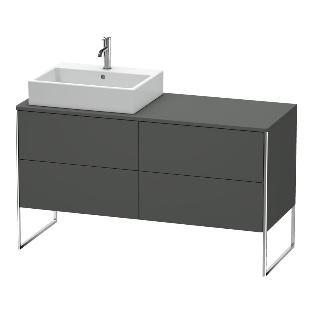 Duravit XSquare – Έπιπλο Νιπτήρα – 1400 mm, για κονσόλα, 4 συρτάρια, νιπτήρας αριστερά, 1400 x 548 x 778 mm – Graphite Matt, Decor (XS4923L4949)