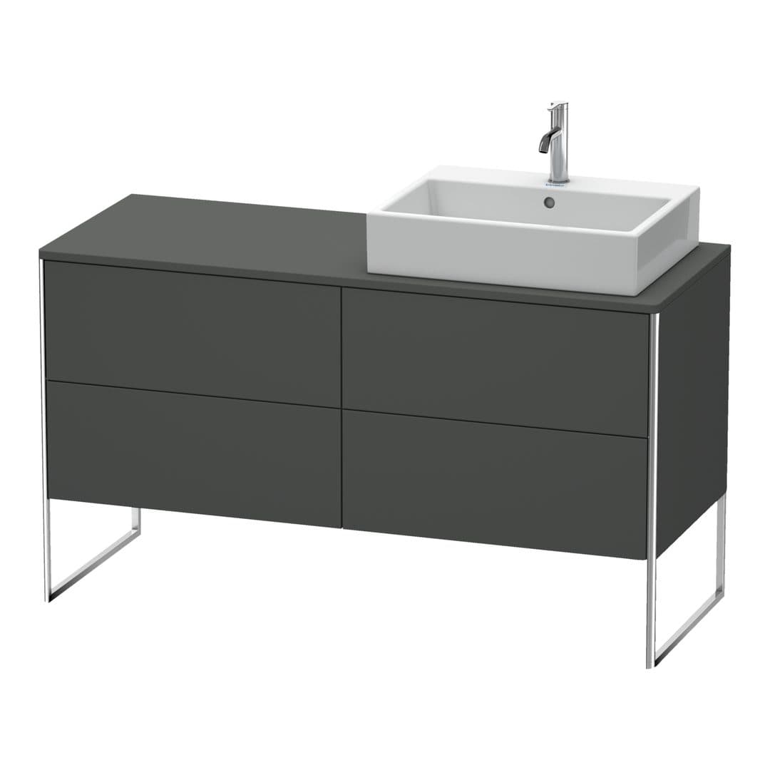 Duravit XSquare – Έπιπλο Νιπτήρα – 1400 mm, για κονσόλα, 4 συρτάρια, νιπτήρας δεξιά, 1400 x 548 x 778 mm – Graphite Matt, Decor (XS4923R4949)