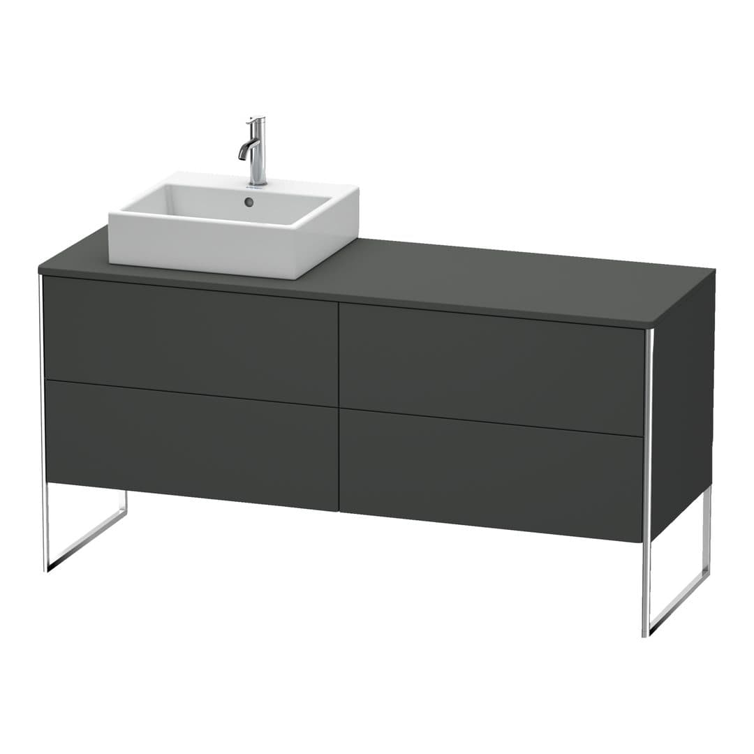 Duravit XSquare – Έπιπλο Νιπτήρα – 1600 mm, για κονσόλα, 4 συρτάρια, νιπτήρας αριστερά, 1600 x 548 x 778 mm – Graphite Matt, Decor (XS4924L4949)