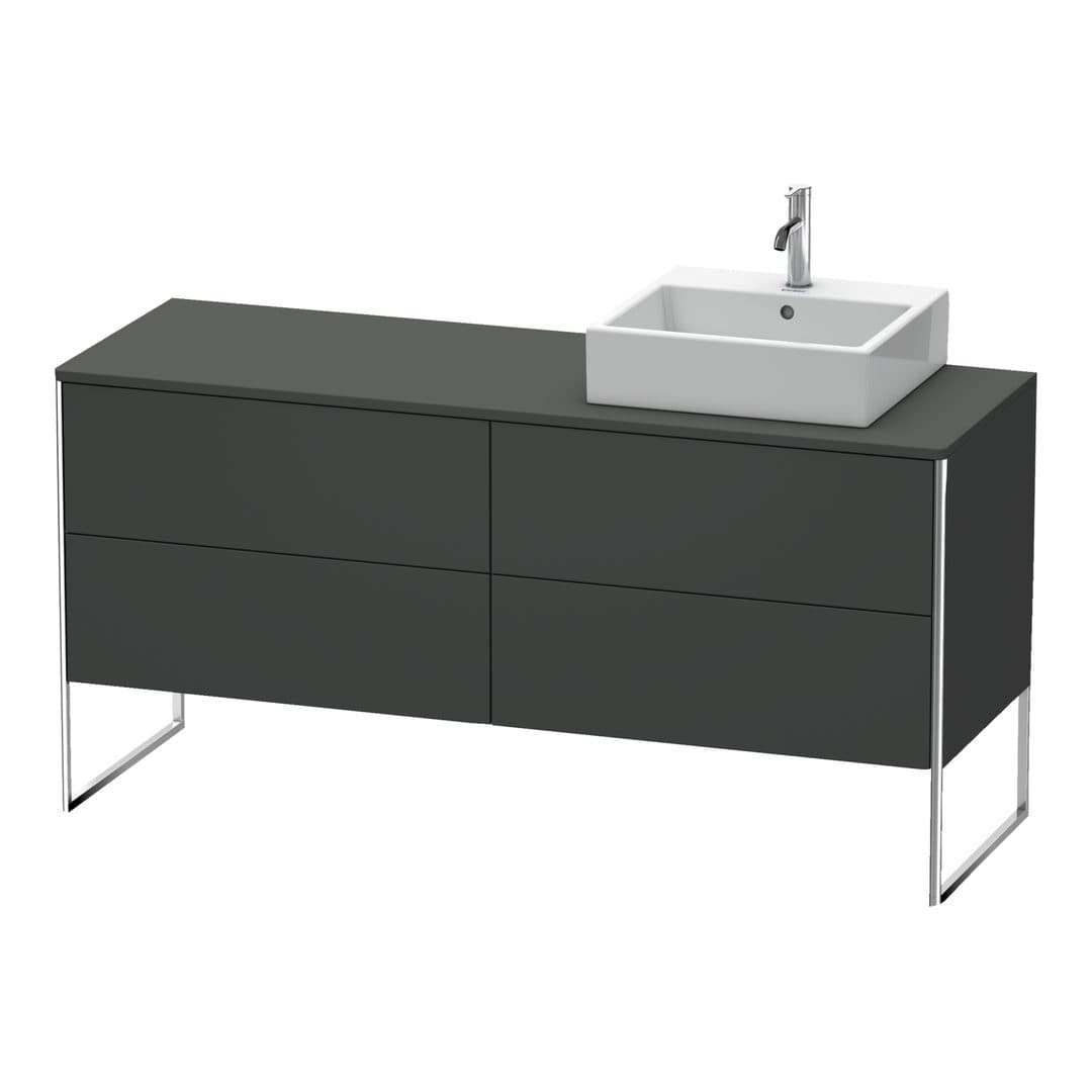 Duravit XSquare – Έπιπλο Νιπτήρα – 1600 mm, για κονσόλα, 4 συρτάρια, νιπτήρας δεξιά, 1600 x 548 x 778 mm – Graphite Matt, Decor (XS4924R4949)