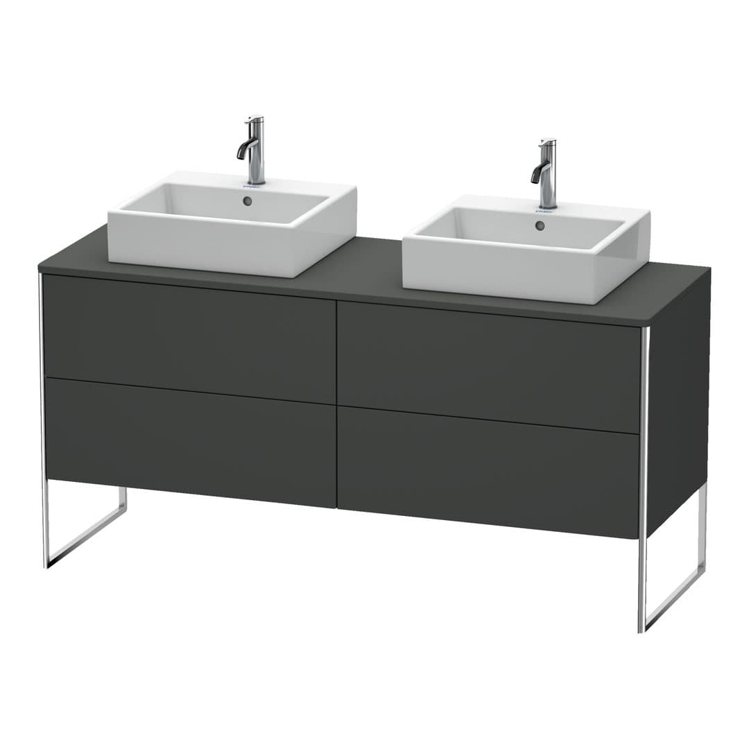 Duravit XSquare – Έπιπλο Νιπτήρα – 1600 mm, για κονσόλα, 4 συρτάρια, 1600 x 548 x 778 mm – Graphite Matt, Decor (XS4927B4949)