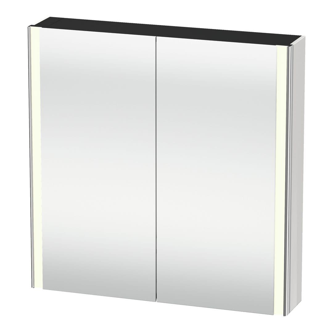Duravit XSquare – Καθρέπτης Μπάνιου – 800×800 mm, καθρεπτοντούλαπο, 2 πόρτες, με φωτισμό LED, Socket – White (XS7112022220000)
