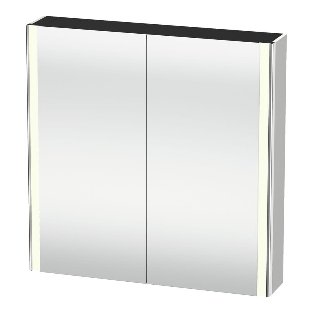Duravit XSquare – Καθρέπτης Μπάνιου – 800×800 mm, καθρεπτοντούλαπο, 2 πόρτες, με φωτισμό LED, Socket – Nordic white (XS7112039390000)