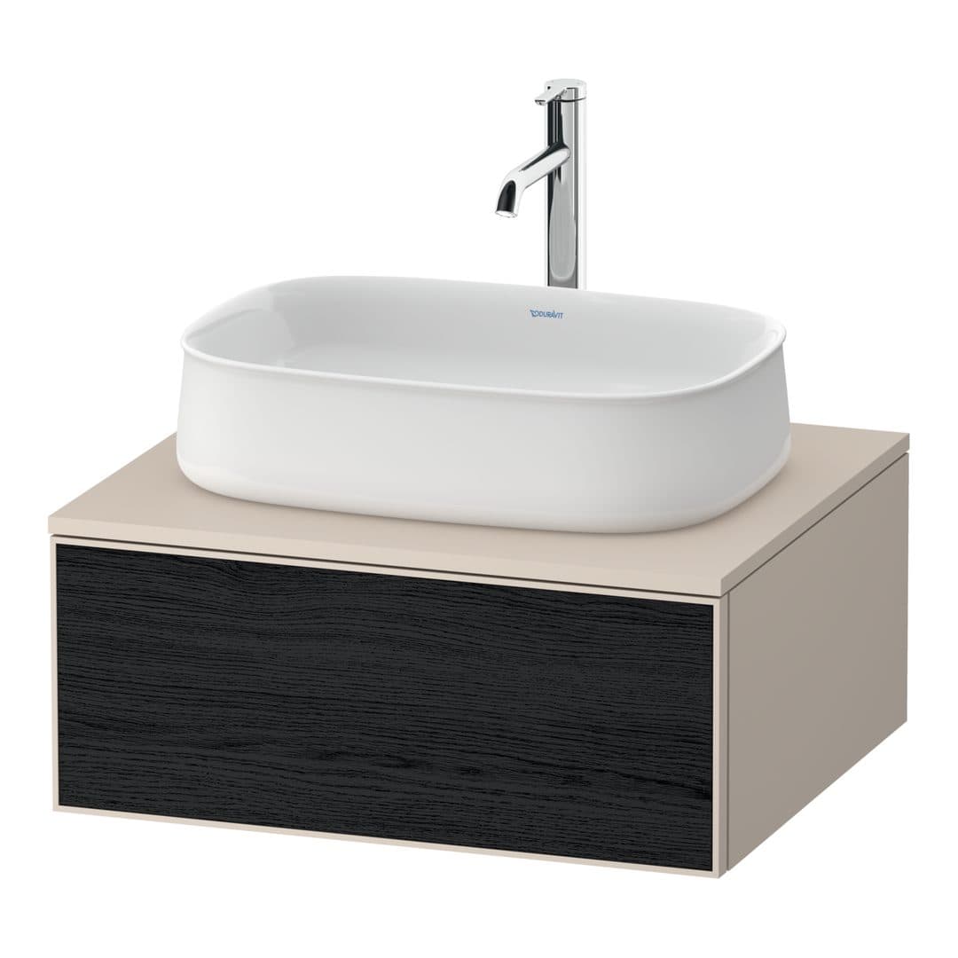 Duravit Zencha – Έπιπλο Νιπτήρα – 650 mm, για κονσόλα, 1 συρτάρι, νιπτήρας κέντρο, σώμα Taupe Super Matt – Black oak Matt, Decor (ZE4810016830000)