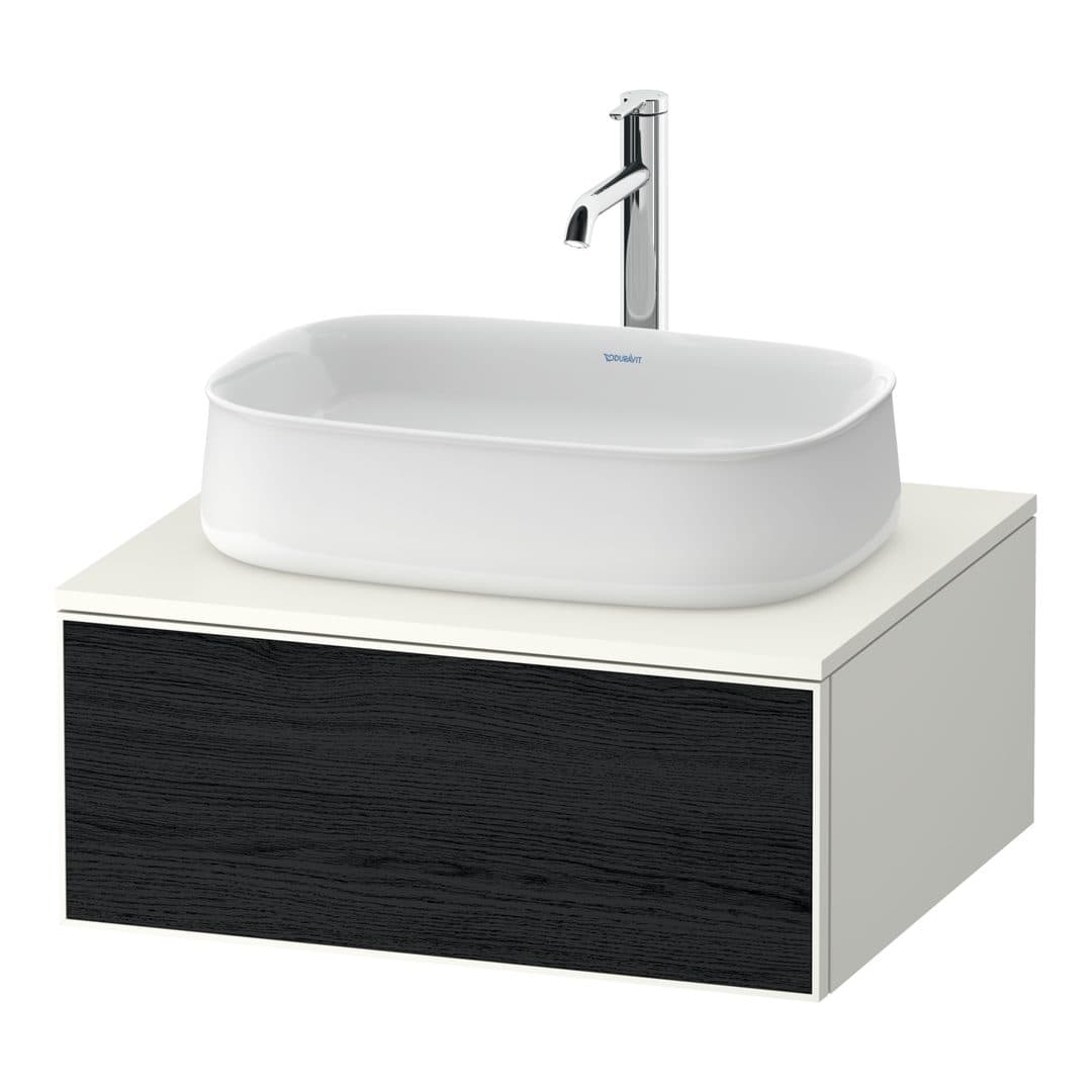 Duravit Zencha – Έπιπλο Νιπτήρα – 650 mm, για κονσόλα, 1 συρτάρι, νιπτήρας κέντρο, σώμα White Super Matt – Black oak Matt, Decor (ZE4810016840000)