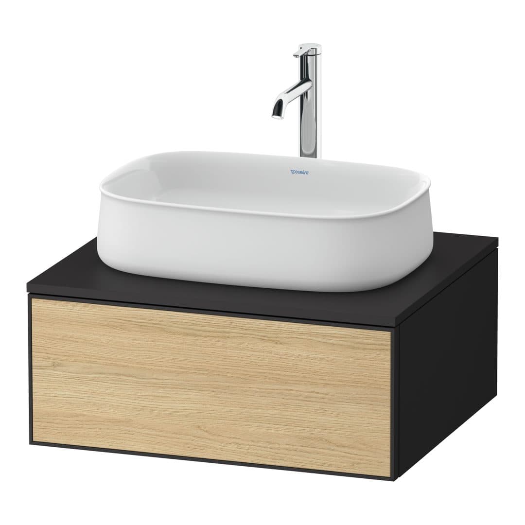 Duravit Zencha – Έπιπλο Νιπτήρα – 650 mm, για κονσόλα, 1 συρτάρι, νιπτήρας κέντρο, σώμα Graphite Super Matt – Natural oak, Decor (ZE4810030800000)