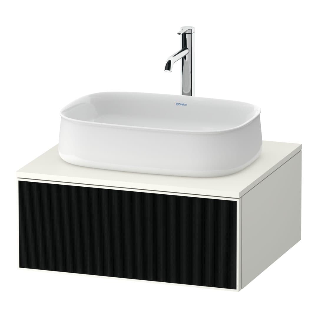 Duravit Zencha – Έπιπλο Νιπτήρα – 650 mm, για κονσόλα, 1 συρτάρι, νιπτήρας κέντρο, σώμα White Super Matt – Black line structure, Glass (ZE4810063840000)