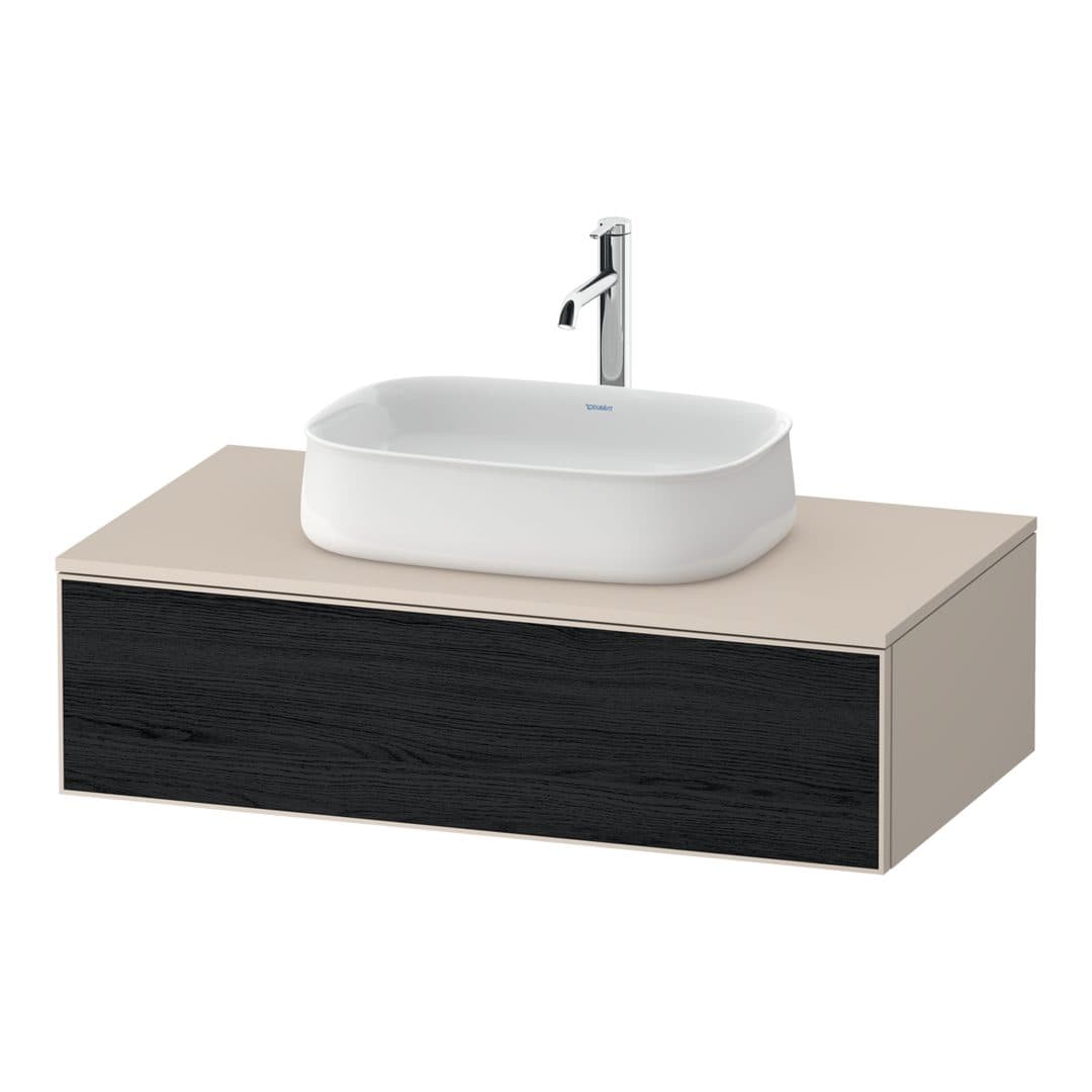 Duravit Zencha – Έπιπλο Νιπτήρα – 1000 mm, για κονσόλα, 1 συρτάρι, νιπτήρας κέντρο, σώμα Taupe Super Matt – Black oak Matt, Decor (ZE4811016830000)