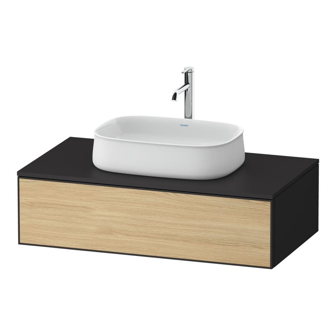 Duravit Zencha – Έπιπλο Νιπτήρα – 1000 mm, για κονσόλα, 1 συρτάρι, νιπτήρας κέντρο, σώμα Graphite Super Matt – Natural oak, Decor (ZE4811030800000)