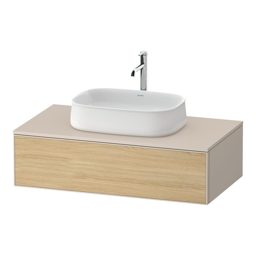 Duravit Zencha – Έπιπλο Νιπτήρα – 1000 mm, για κονσόλα, 1 συρτάρι, νιπτήρας κέντρο, σώμα Taupe Super Matt – Natural oak, Decor (ZE4811030830000)