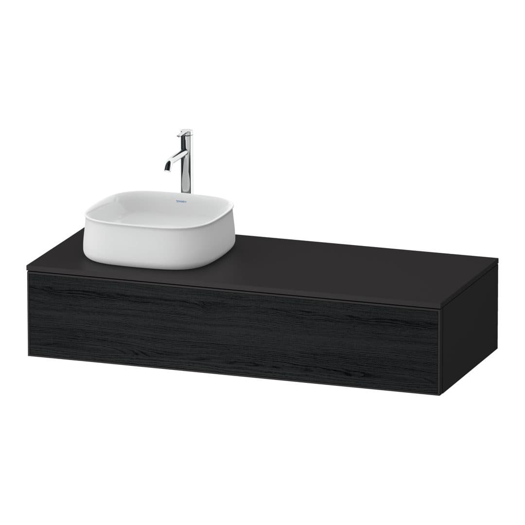 Duravit Zencha – Έπιπλο Νιπτήρα – 1300 mm, για κονσόλα, 1 συρτάρι, νιπτήρας αριστερά, σώμα Graphite Super Matt, αριστερή έκδοση – Black oak Matt, Decor (ZE4812L16800000)