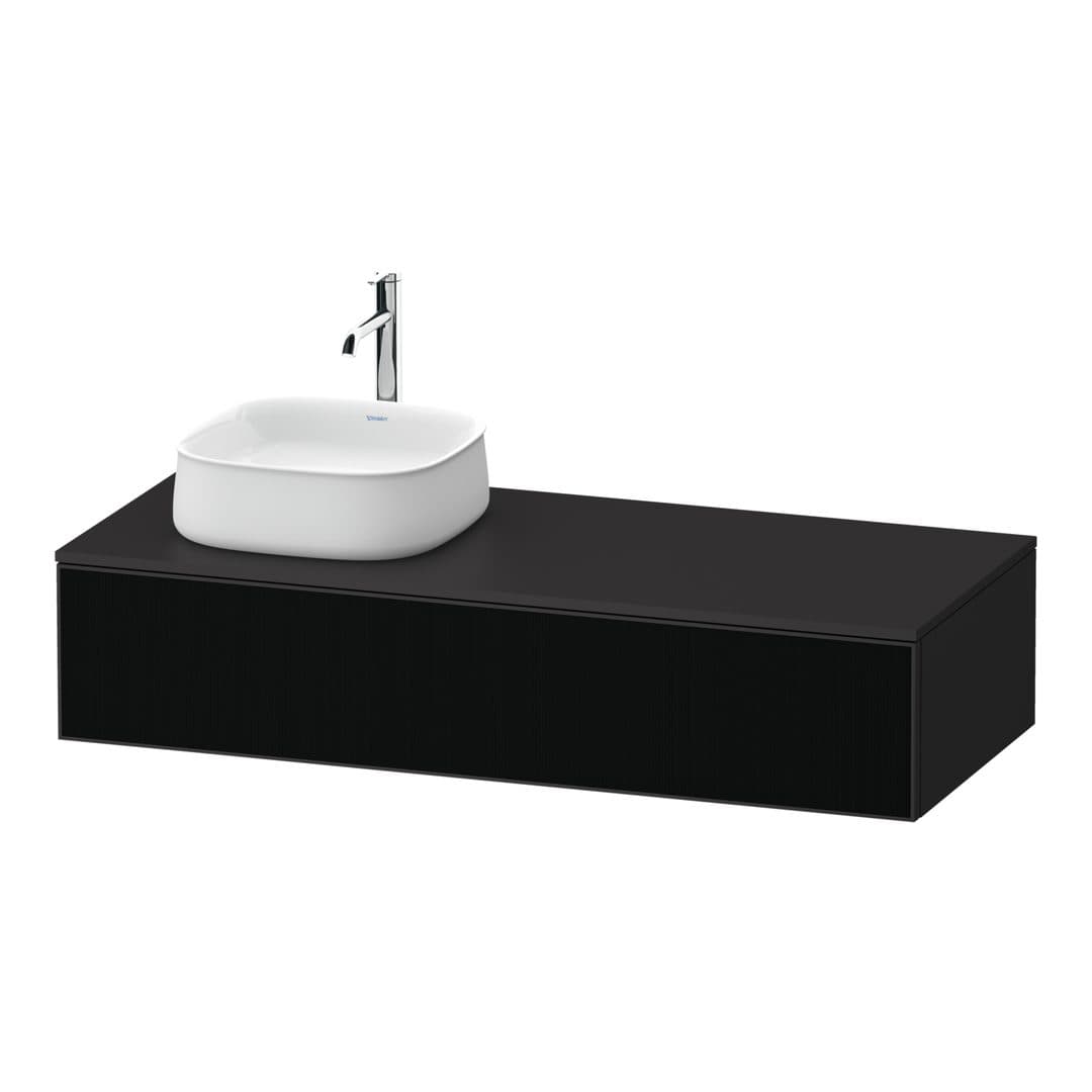 Duravit Zencha – Έπιπλο Νιπτήρα – 1300 mm, για κονσόλα, 1 συρτάρι, νιπτήρας αριστερά, σώμα Graphite Super Matt, αριστερή έκδοση – Black line structure, Glass (ZE4812L63800000)