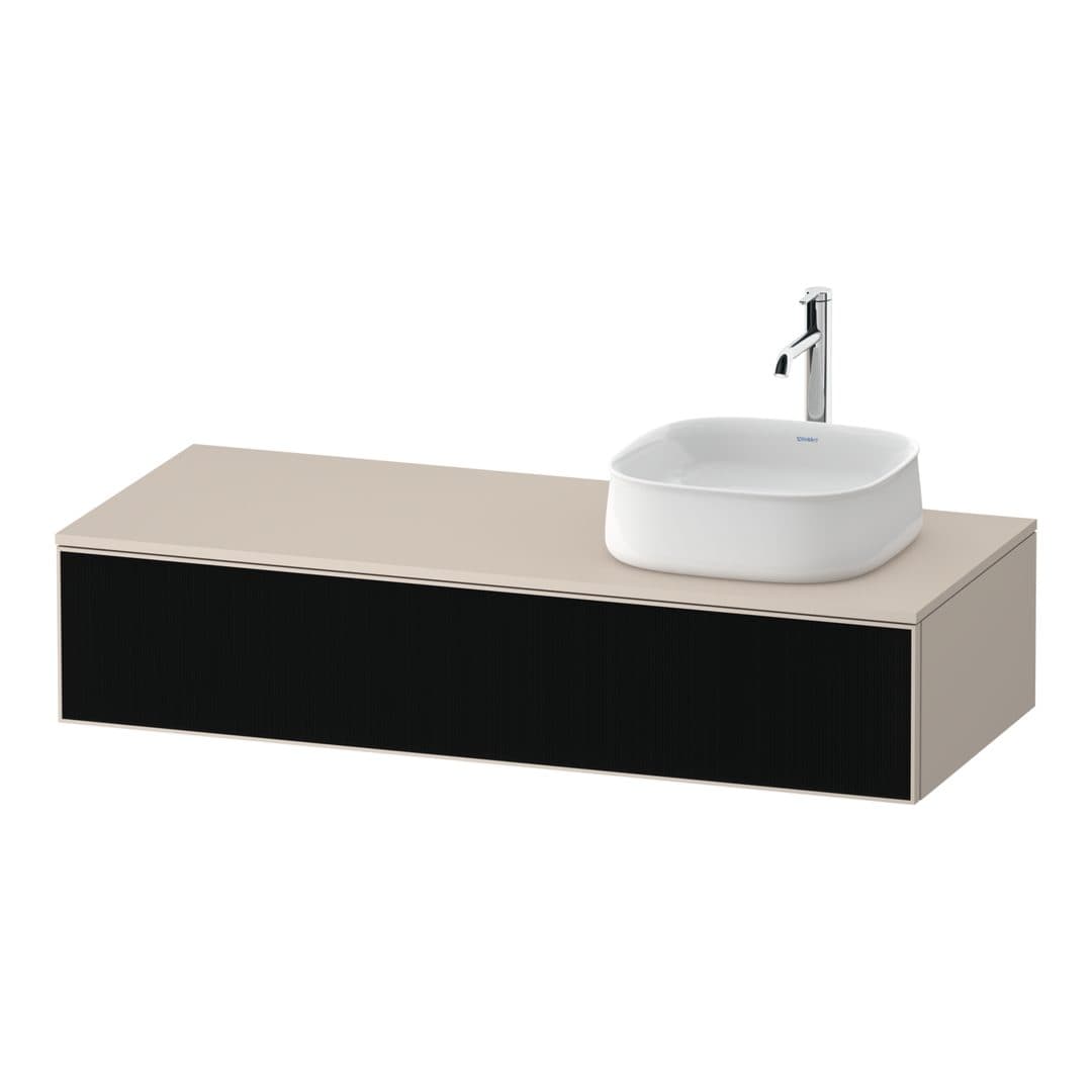Duravit Zencha – Έπιπλο Νιπτήρα – 1300 mm, για κονσόλα, 1 συρτάρι, νιπτήρας δεξιά, σώμα Taupe Super Matt, δεξιά έκδοση – Black line structure, Glass (ZE4812R63830000)